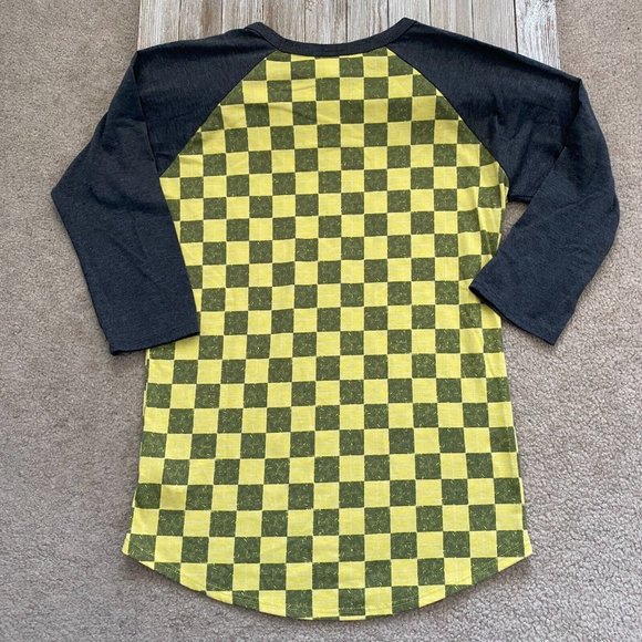 LuLaRoe Randy Unisex XS Checkered Raglan Baseball Style Tee Top 3/4 Sleeves - Picture 8 of 12